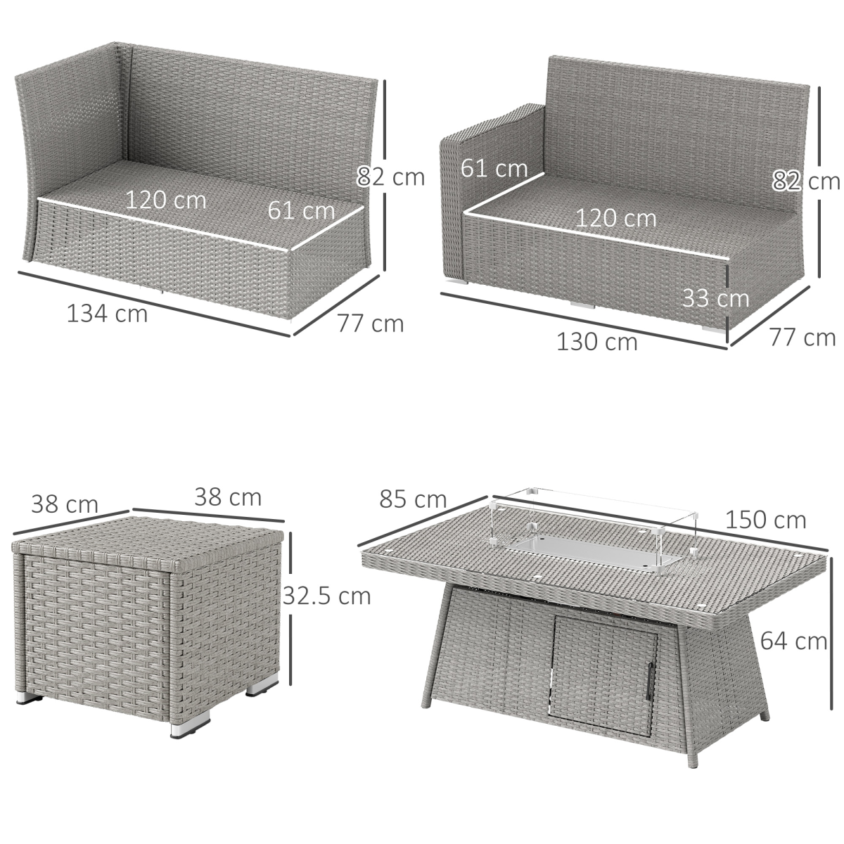 Lux Outdoor Fire Pit Table Set - 50,000 BTU for Cozy Evenings