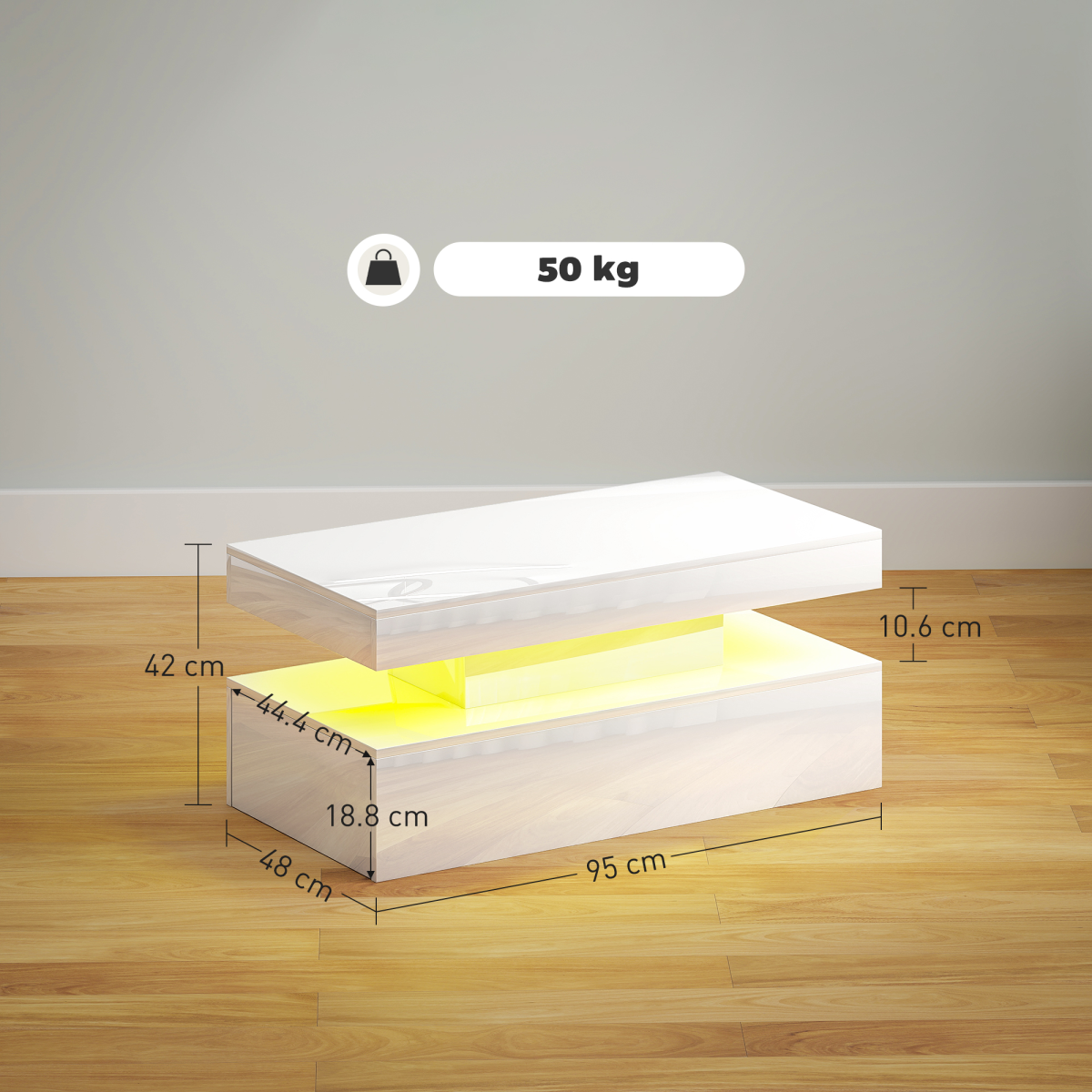 Glowing Elegance: LED Coffee Table with Storage & Modern Design