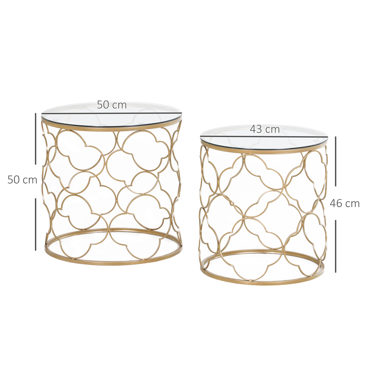 Stylish Nesting Tables Set - Chic Glass Top & Gold Accent Design
