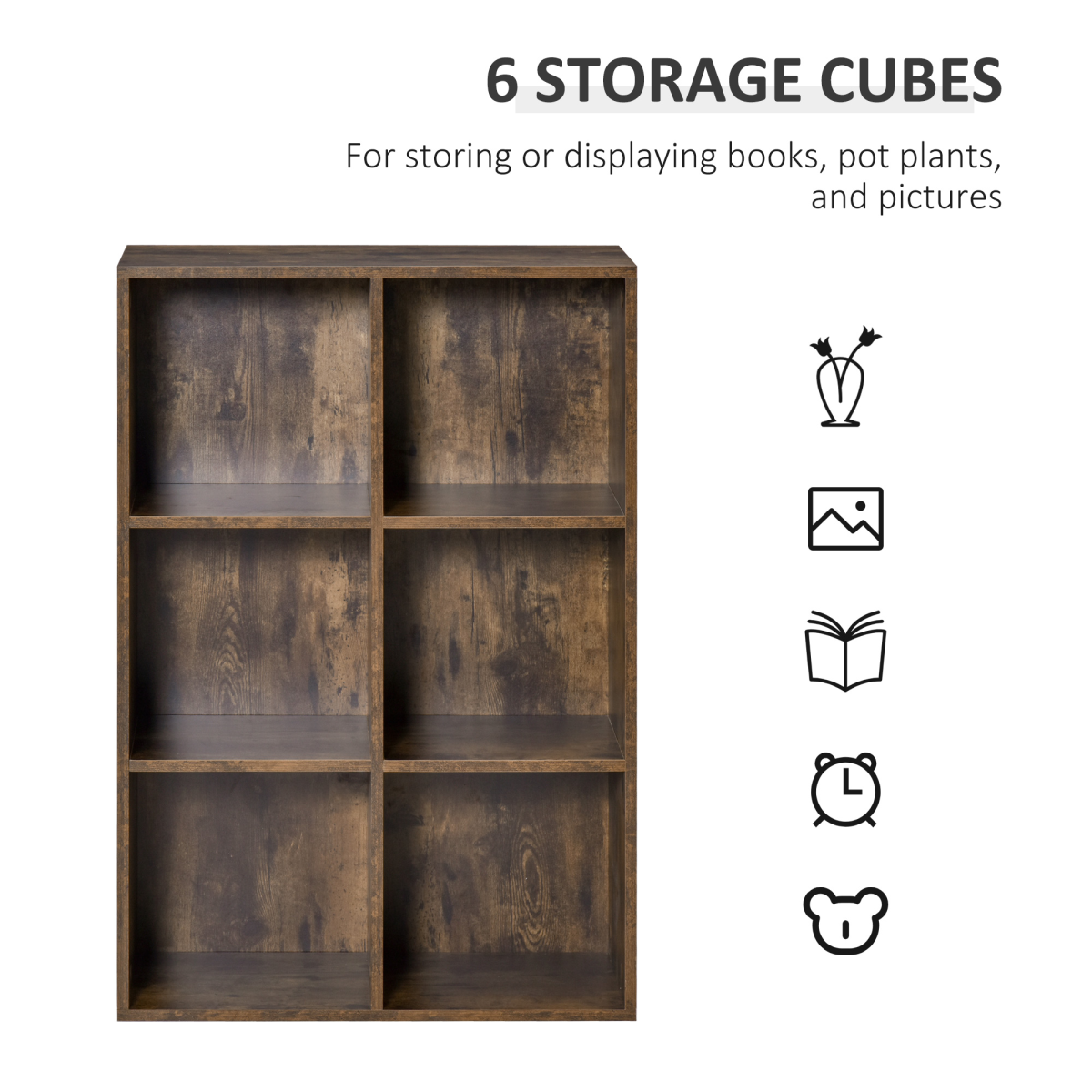 Versatile 6-Cube Storage Bookcase for Home and Office - Stylish & Sturdy