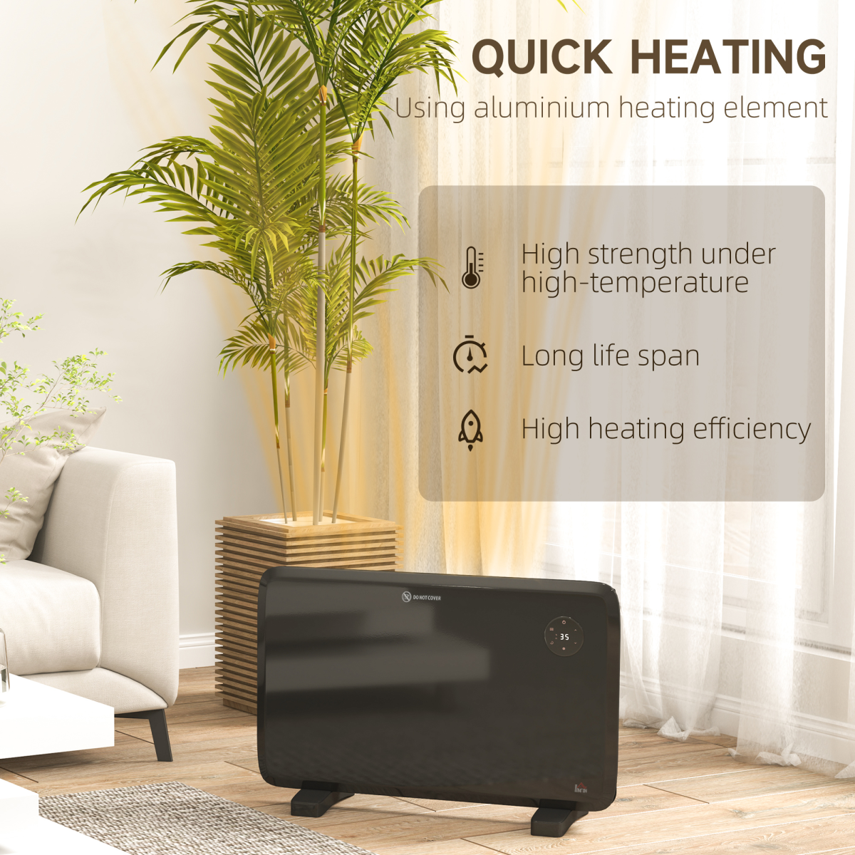 Slim Electric Heater: Quiet, Stylish, and Adjustable Warmth with Remote