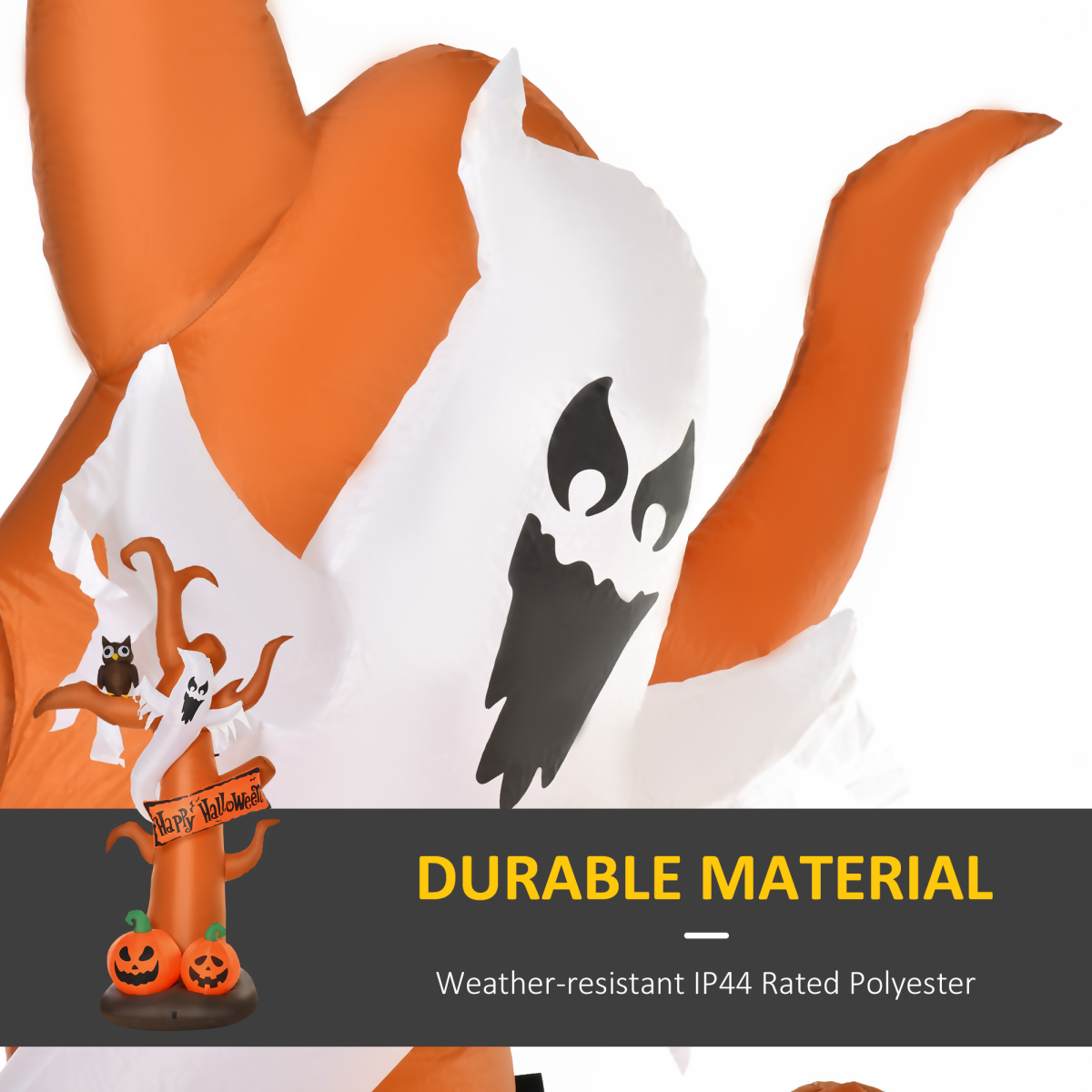 2.7m Halloween Inflatable Tree with Ghost & Pumpkin LED - Indoor/Outdoor