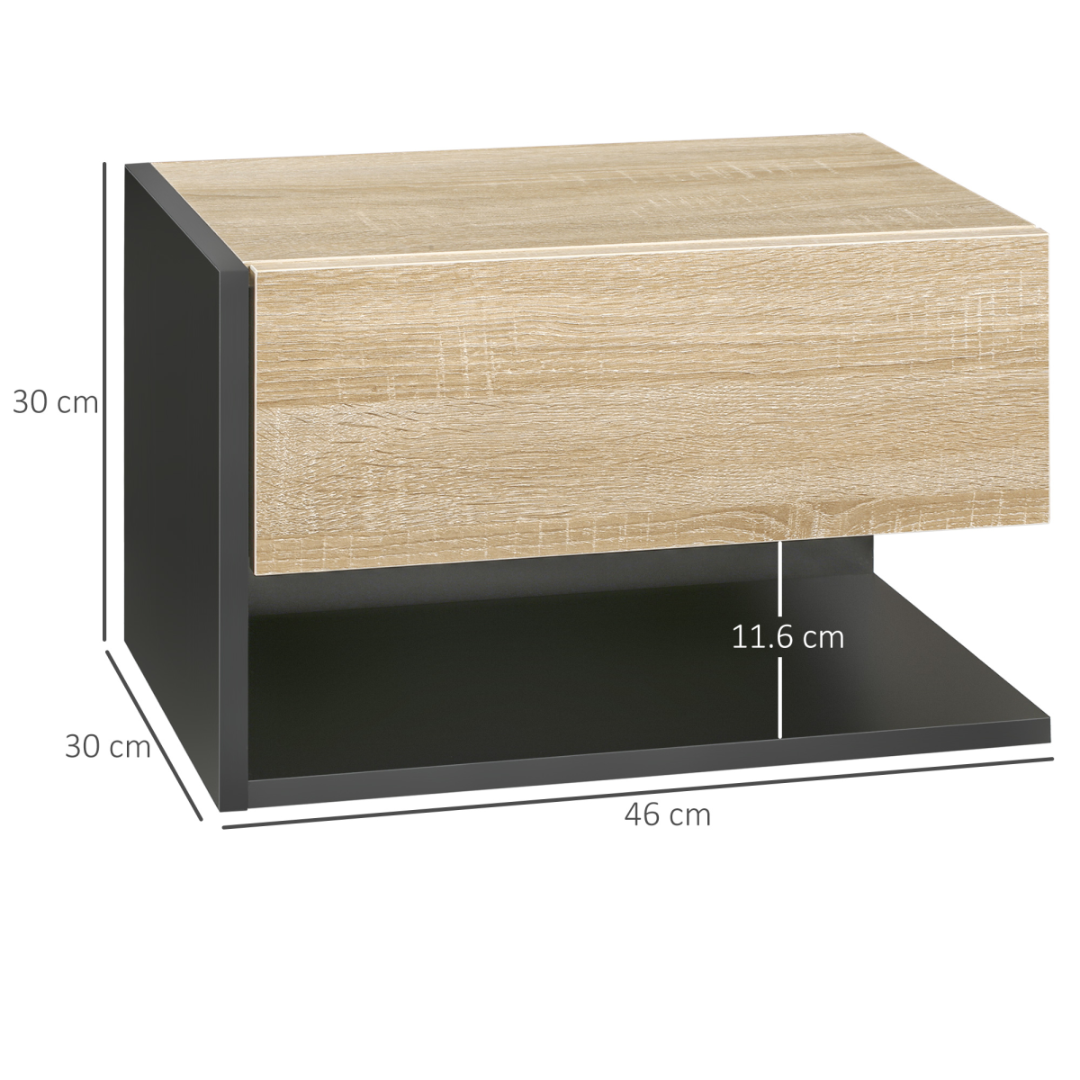 Stylish Wall-Mounted Bedside Table Set - Space-Saving with Drawer & Shelf