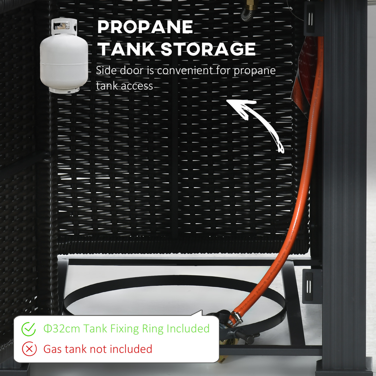 50,000 BTU Gas Fire Pit Table for Patio with Rain Cover Windscreen