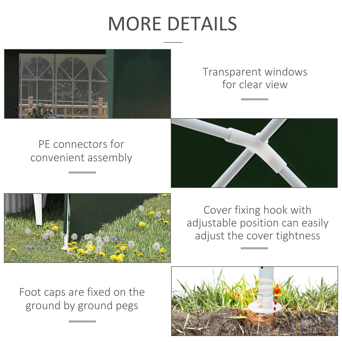 6m x 3m Garden Gazebo Tent with UV-Resistant Canopy, Open Front