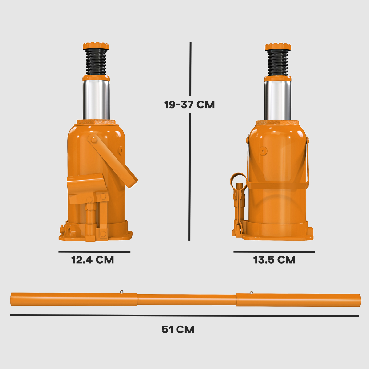 PowerLift 12T Hydraulic Bottle Jack – Heavy-Duty Car Lifter, 19-37 cm Range