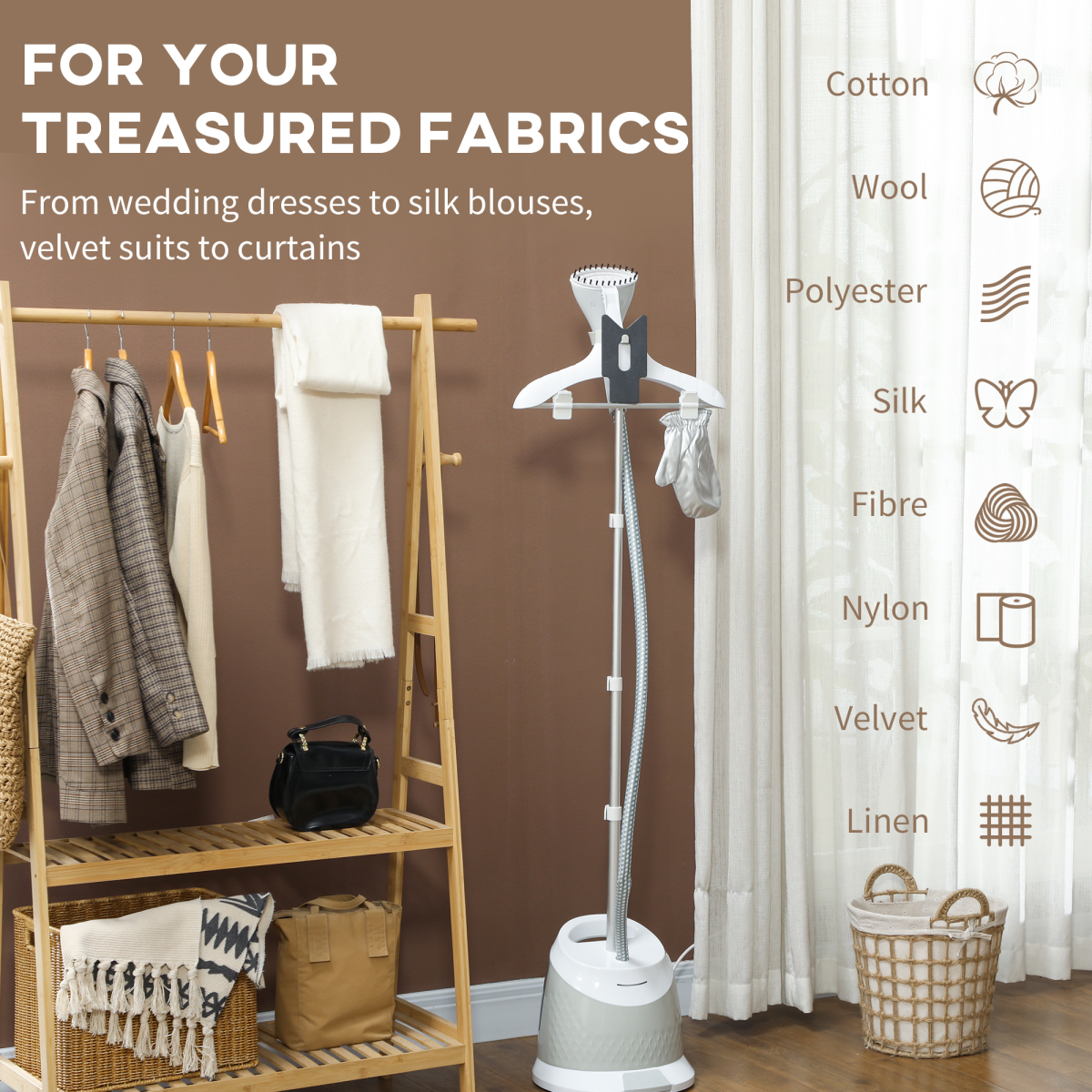 1800W Powerful Garment Steamer - Fast Wrinkle Remover, 1.8L Tank