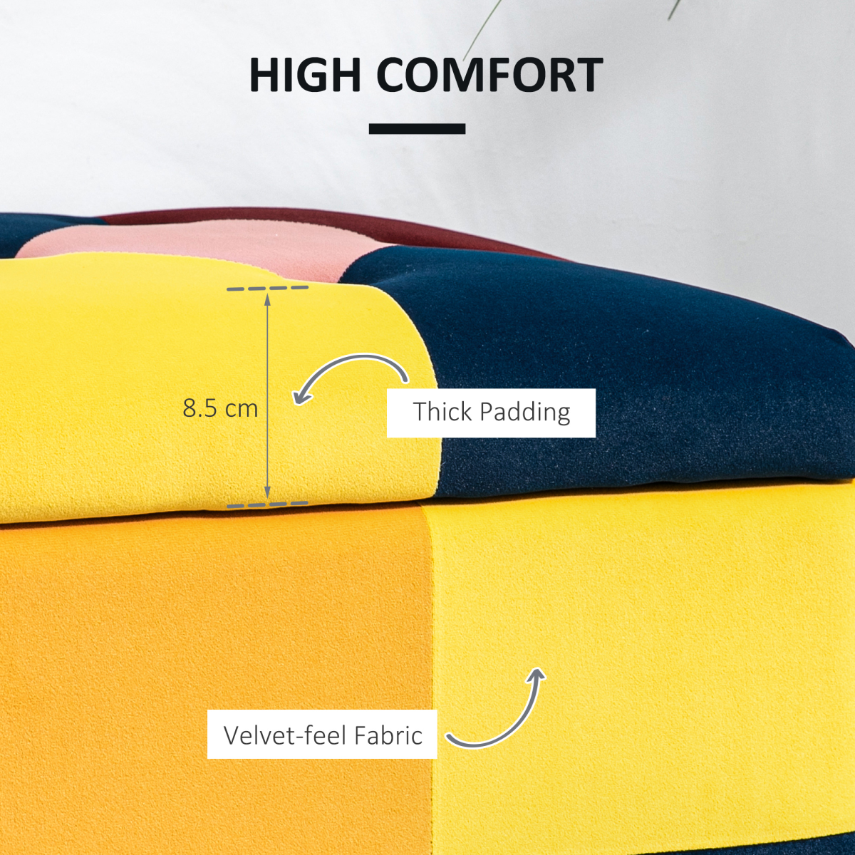 Chic Velvet Storage Ottoman: Stylish Button-Tufted Footstool with Hidden Space