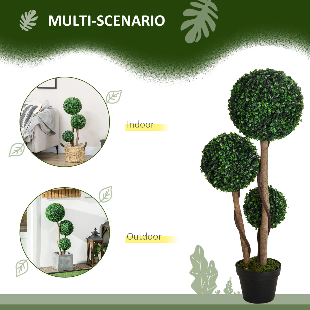 90cm Boxwood Ball Topiary Tree - Indoor/Outdoor Faux Plant