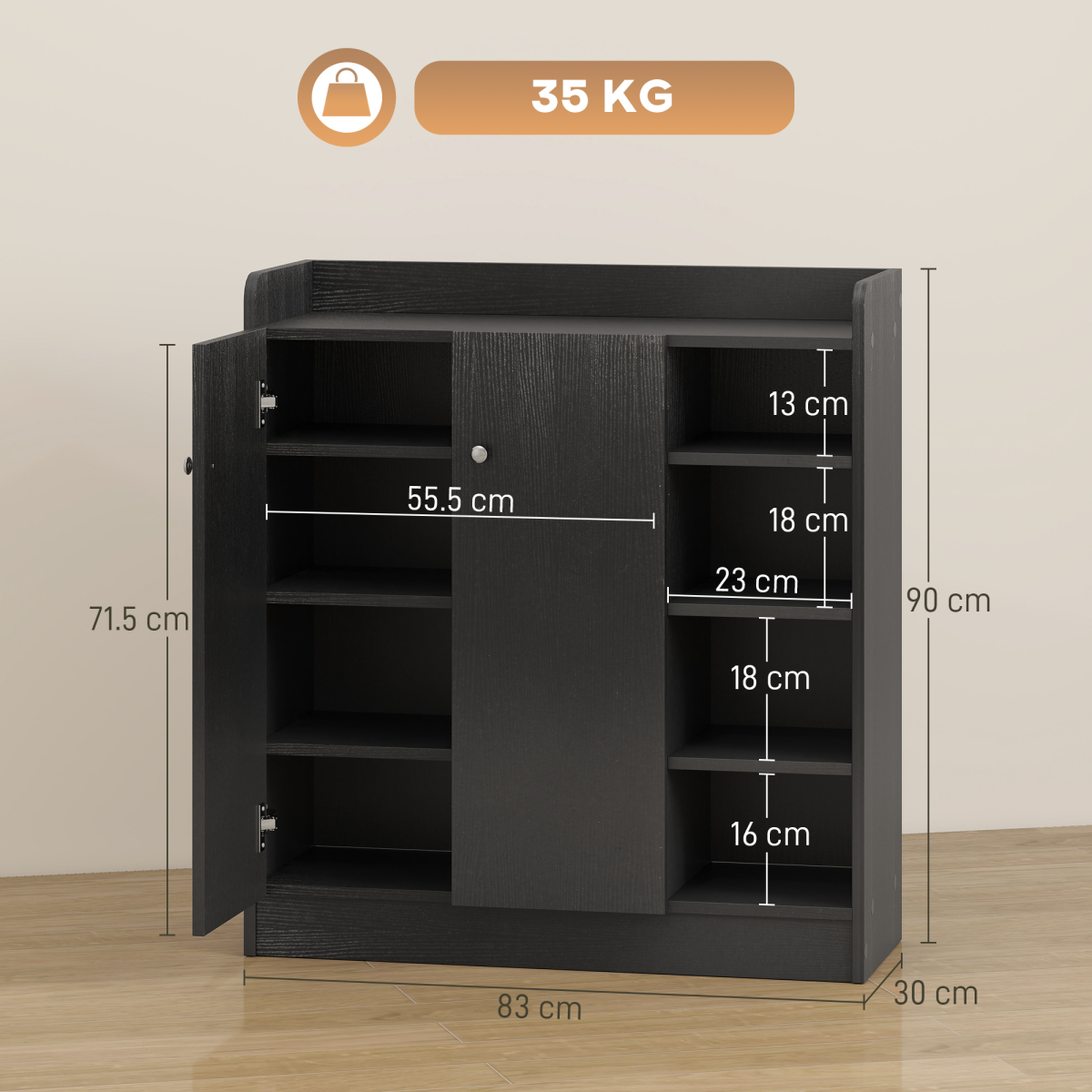 Adjustable Shoe Storage Cabinet - Organize & Tidy Up to 12 Pairs