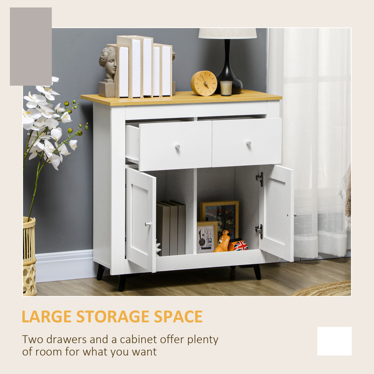Elegant Freestanding Kitchen Sideboard with Drawers & Soft-Close Doors