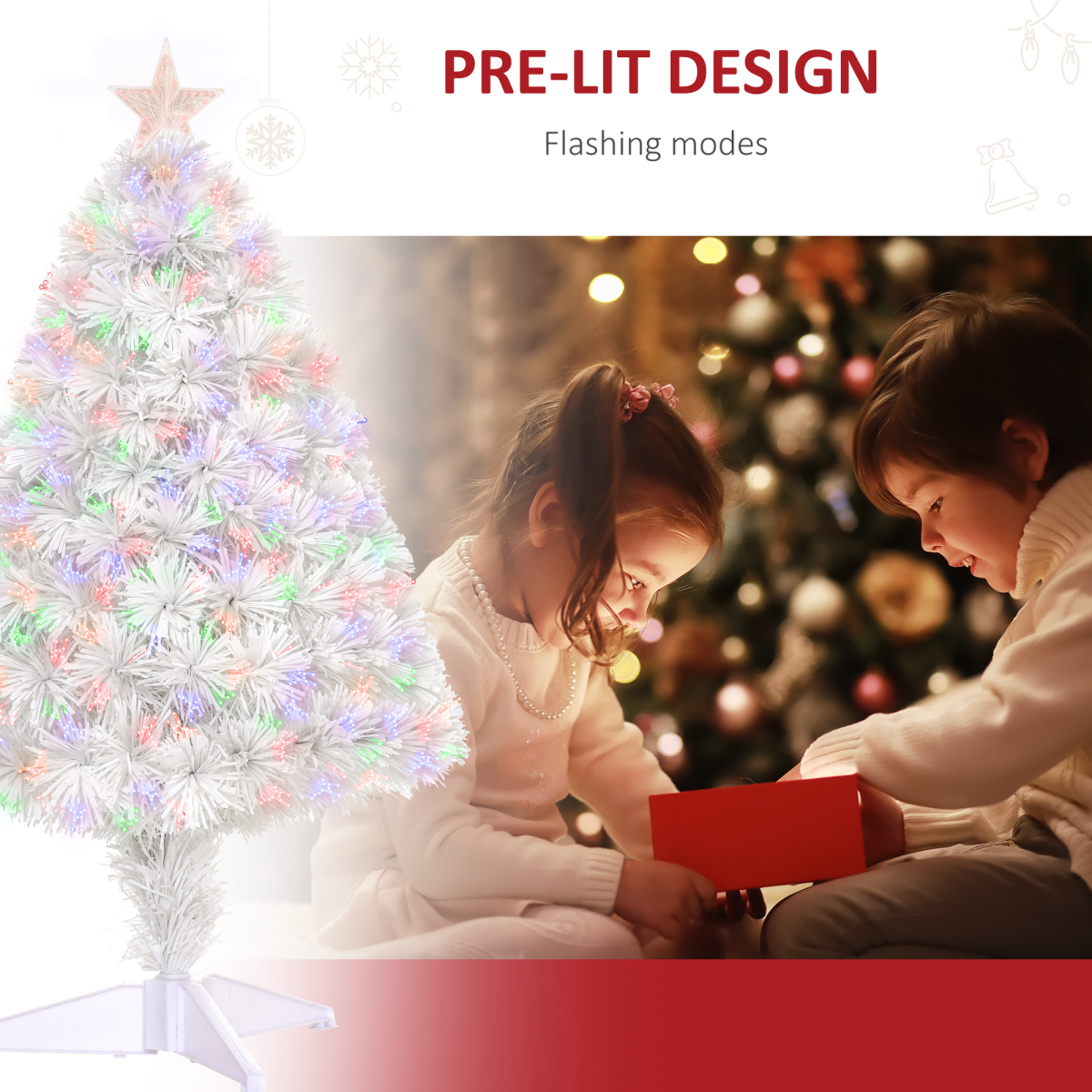 2.5ft Prelit Tabletop Christmas Tree with Fibre Optic Lights & Star