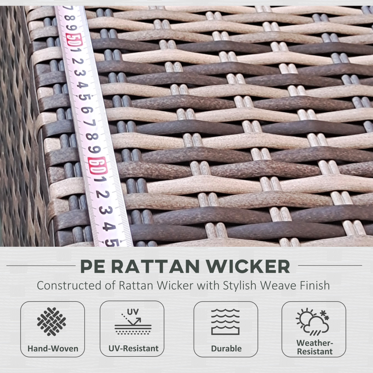 7-Piece Grey Rattan Garden Set with Buckle Frame & Glass Table