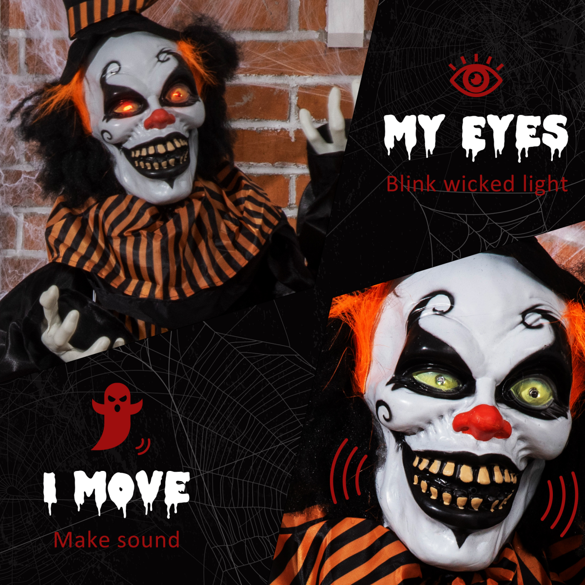 67-Inch Outdoor Life-Size Talking Circus Clown with Light-Up Eyes