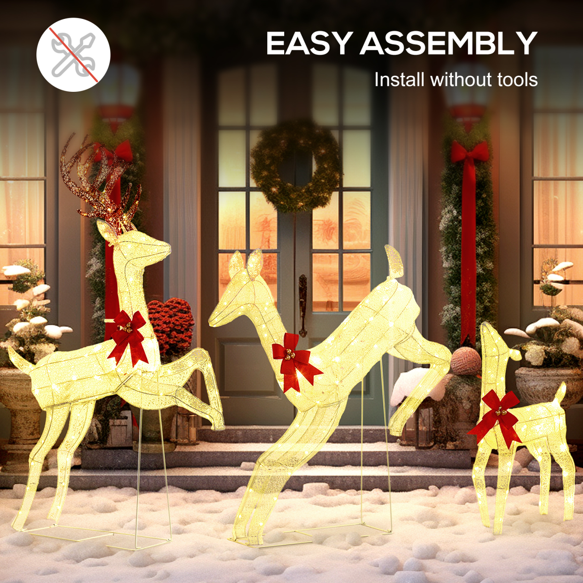 3-Piece 300-LED Christmas Reindeer Family Lighted Decor