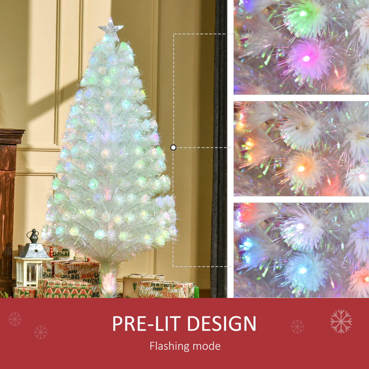 5ft Prelit Fiber Optic Christmas Tree with White LED Lights