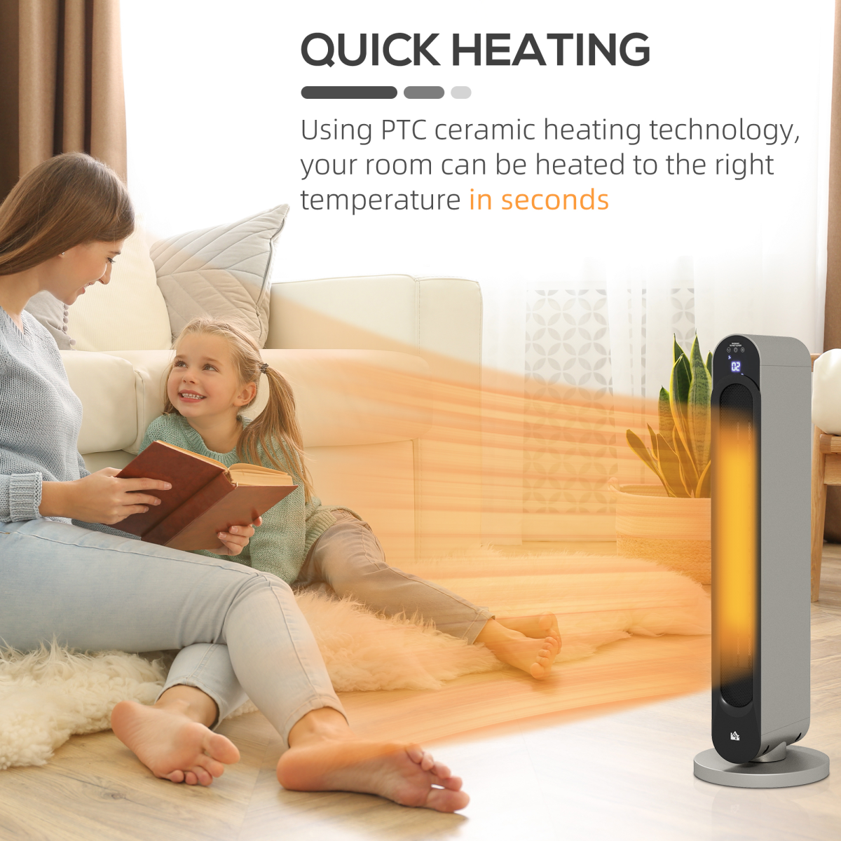Cozy Comfort: 2200W Ceramic Heater with Remote & 12-Hour Timer