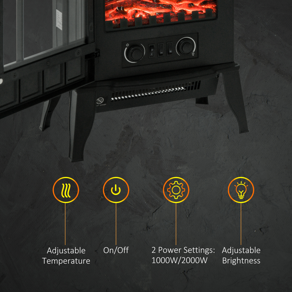 CozyGlow Electric Fireplace with Realistic LED Flames & Dual Heat Settings