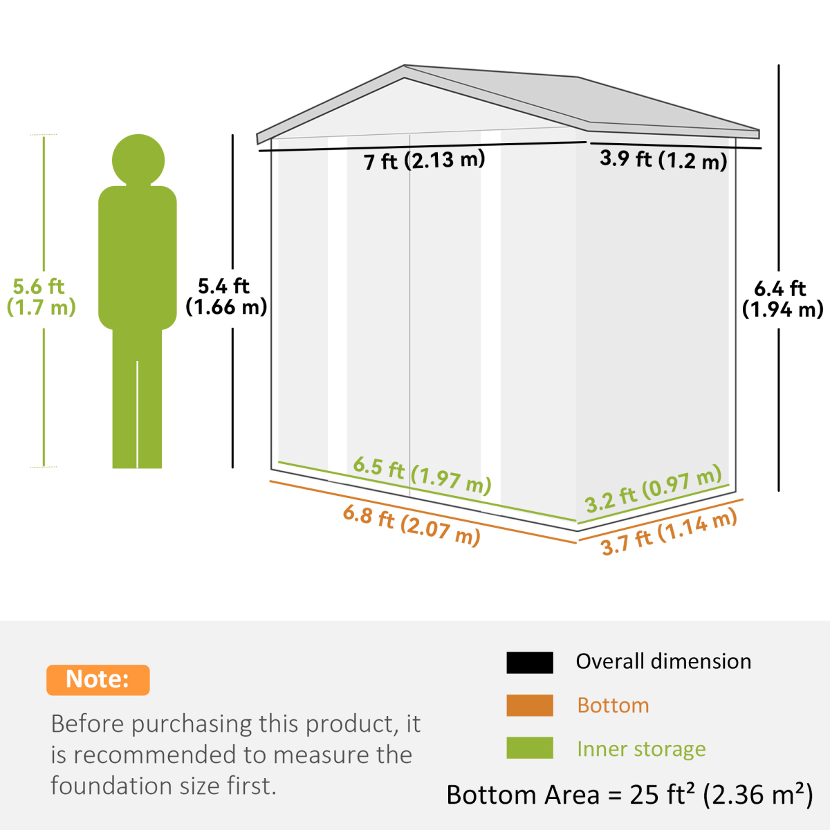 7x4ft Upgraded Metal Shed with Lock - Easy Assembly, Natural