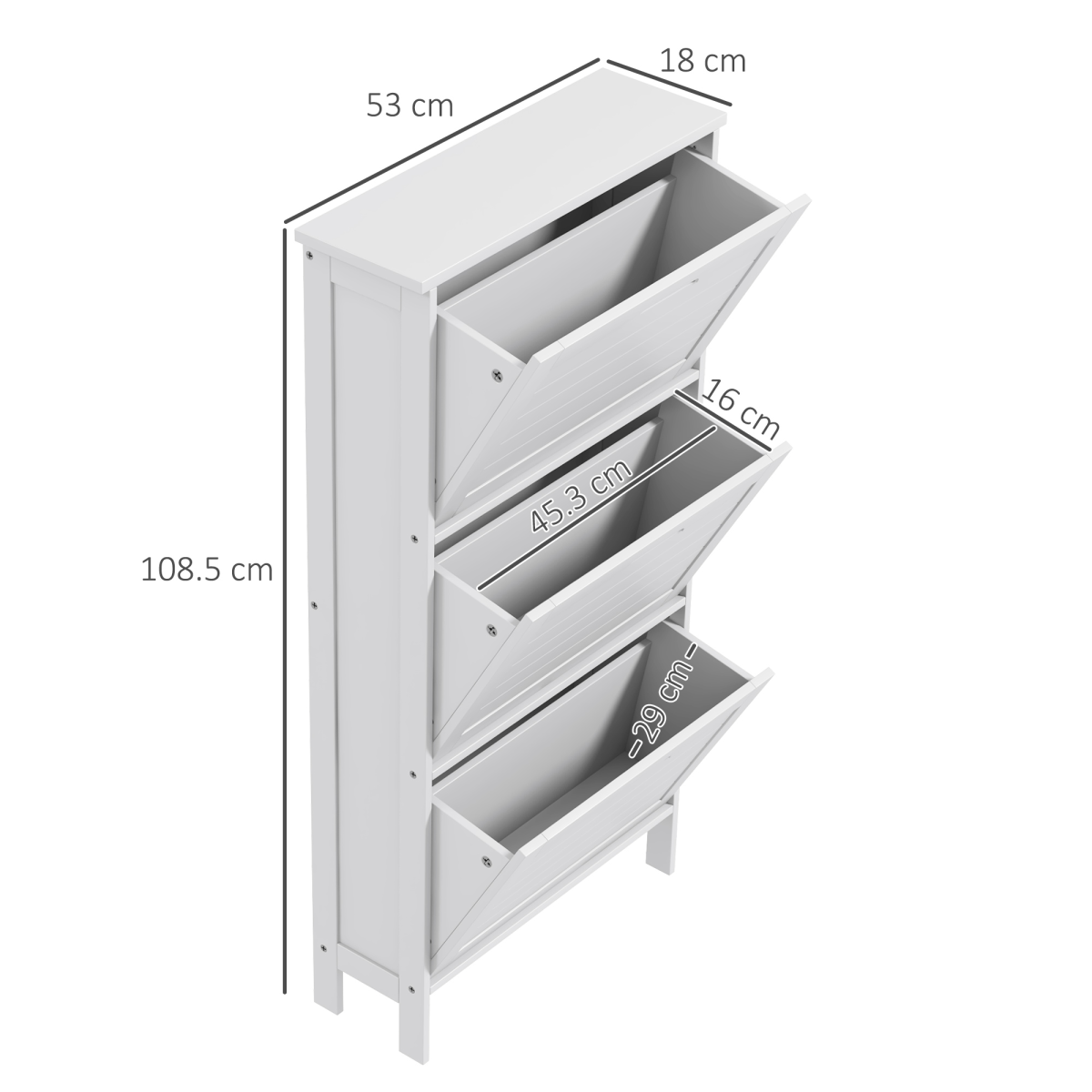 Compact Shoe Storage Cabinet with 3 Flip Drawers