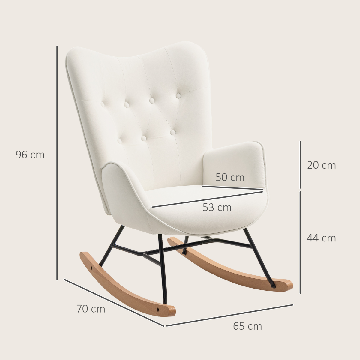 Chic Velvet Rocking Chair with Solid Wood Legs - Cream Elegance
