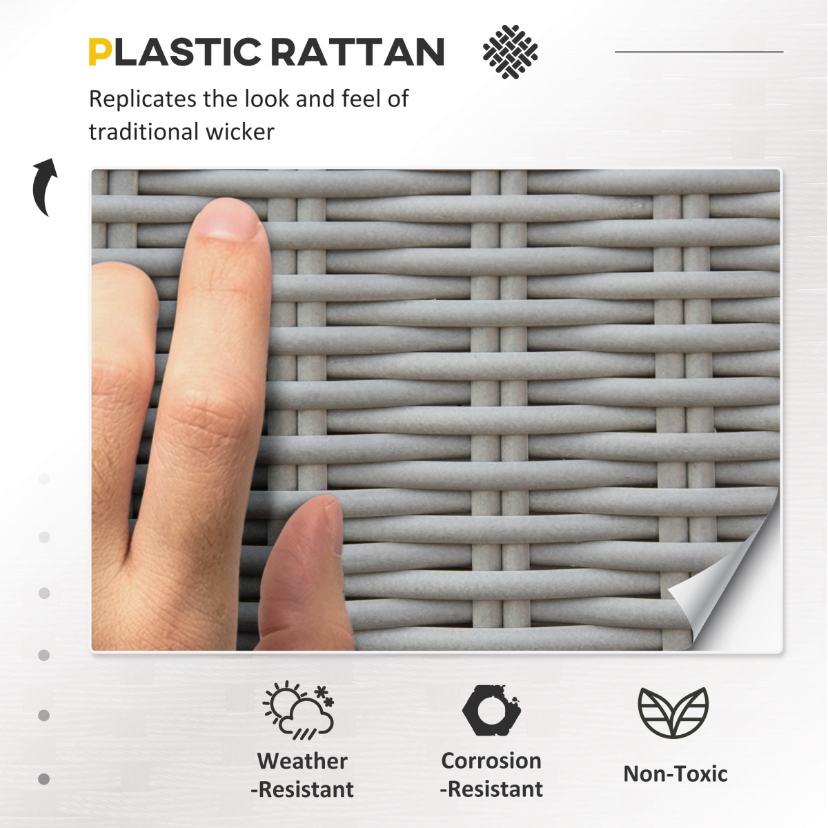 5-Piece Outdoor PE Rattan Set with Cooler Table & Cushioned Chairs