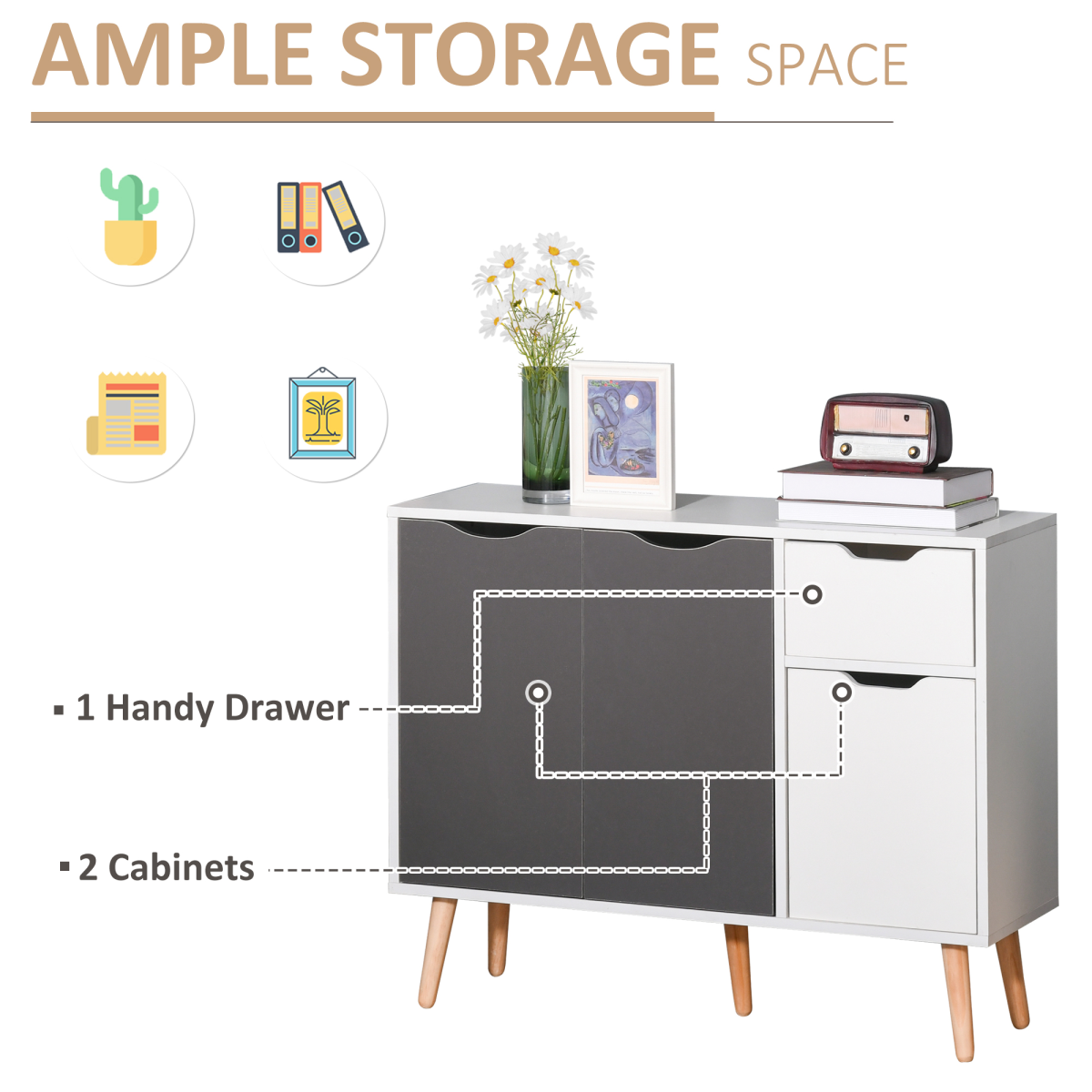 Stylish Multi-Storage Sideboard Cabinet for Home & Office – Space Saver Delight!