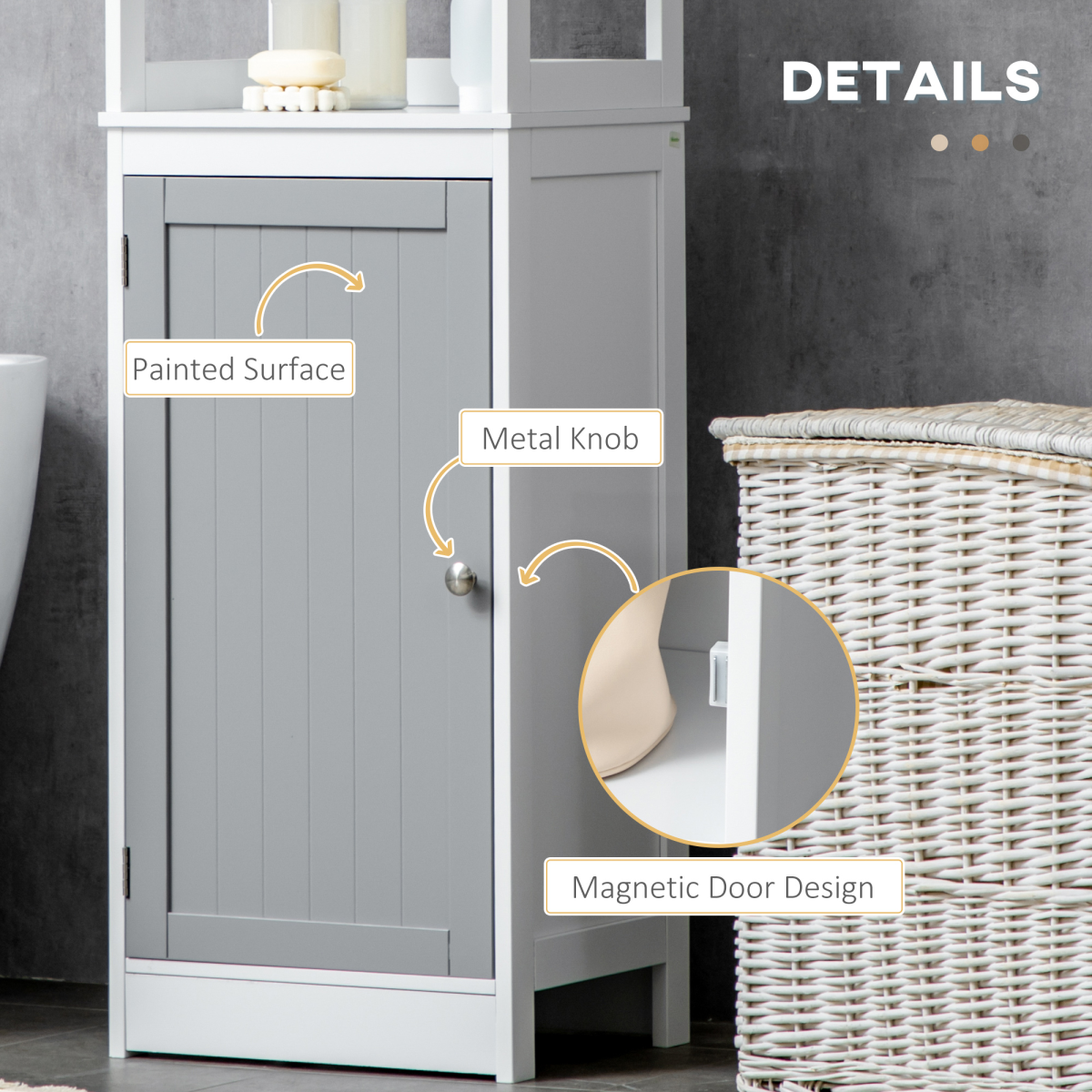 Space-Saving Tall Bathroom Storage Cabinet with Shelves - White