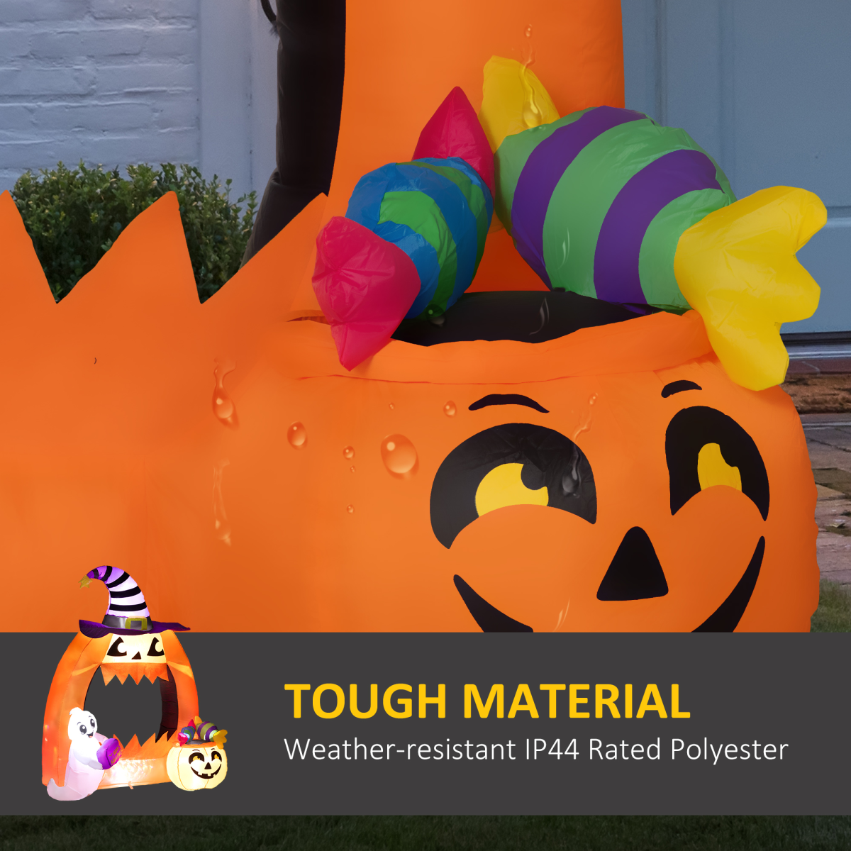 4.9ft Halloween Inflatable Archway with Cute Ghost LED Glow