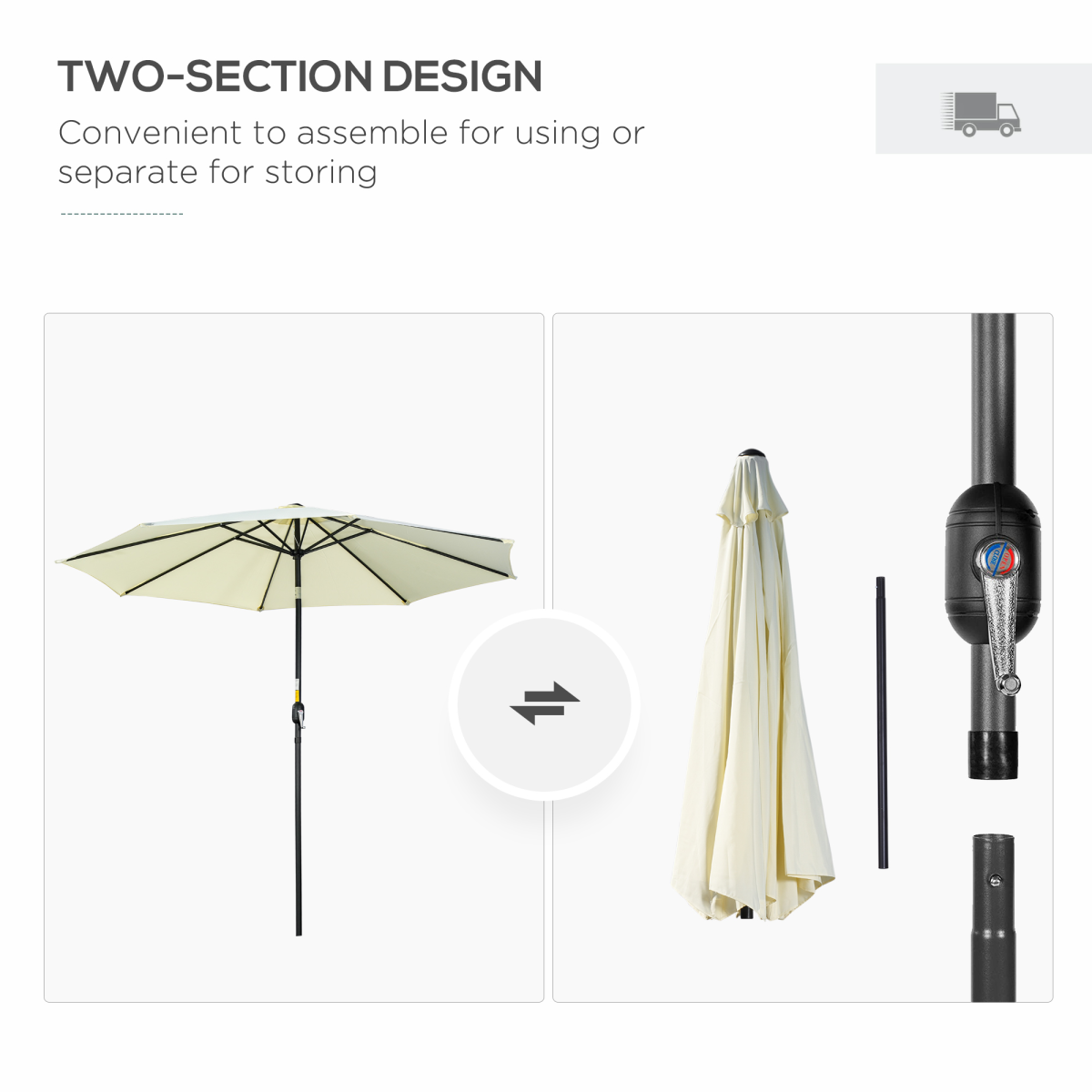 Stylish 10' Wall-Mounted Patio Umbrella with Crank & Adjustable Tilt