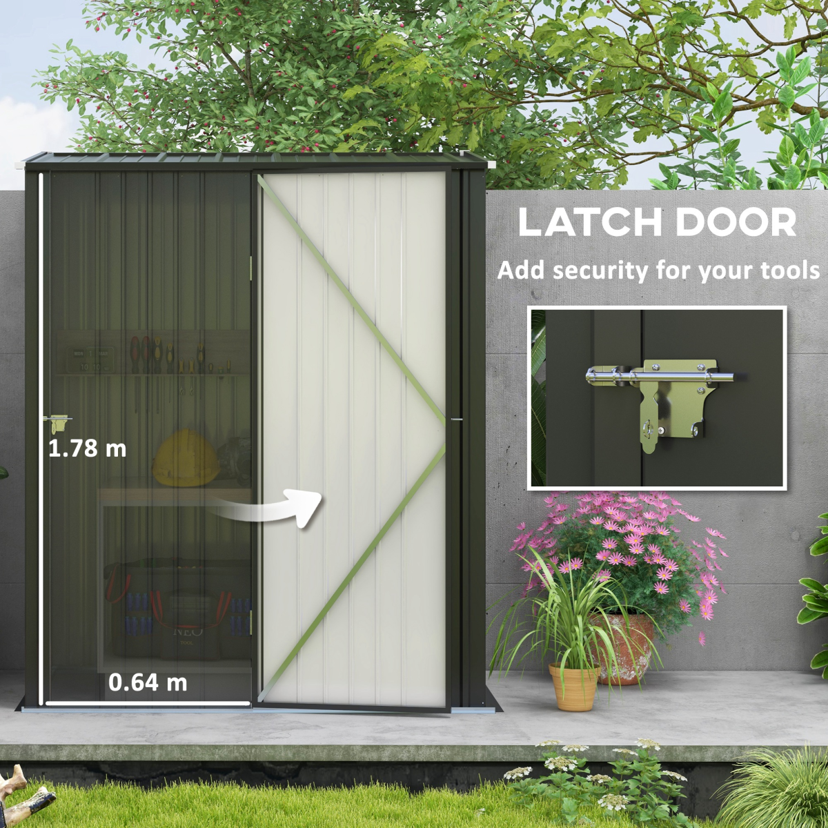 Lockable Steel Garden Shed - Durable Outdoor Storage for Backyard