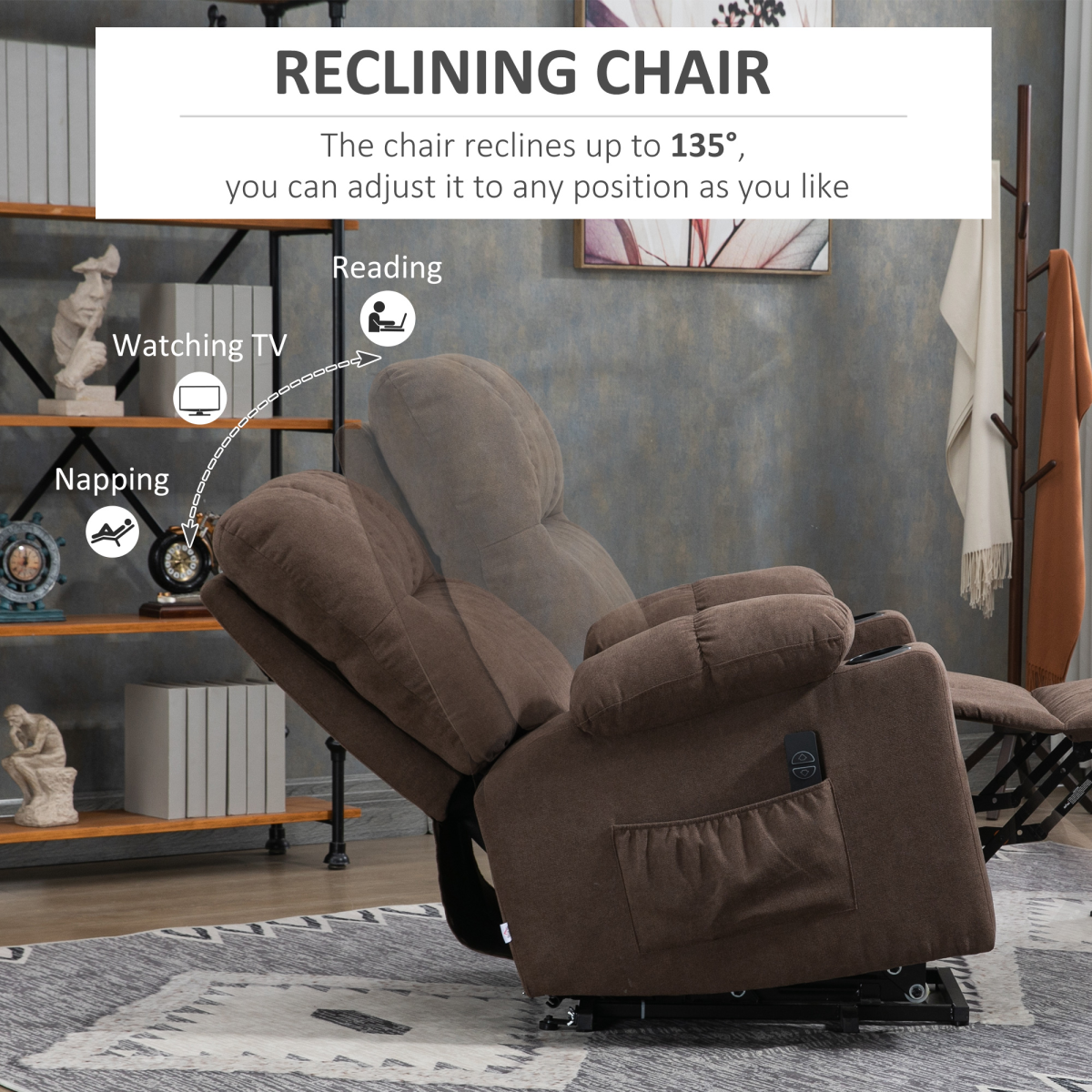 EZ Lift Electric Recliner Chair for Seniors - Comfort & Support in Brown