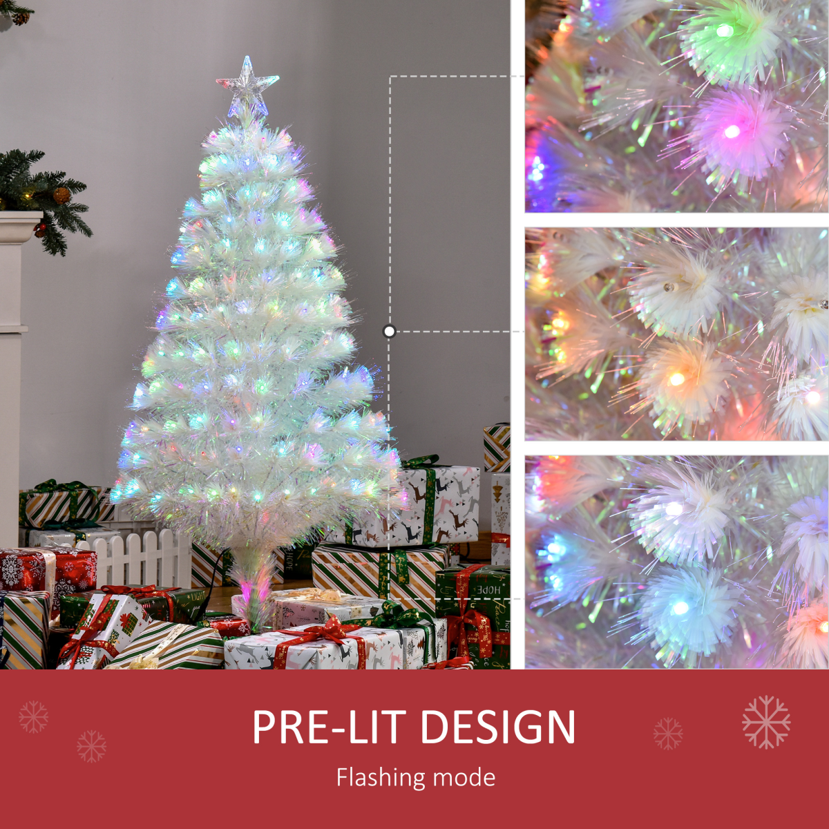 4ft Prelit Fiber Optic LED Christmas Tree with White Lights
