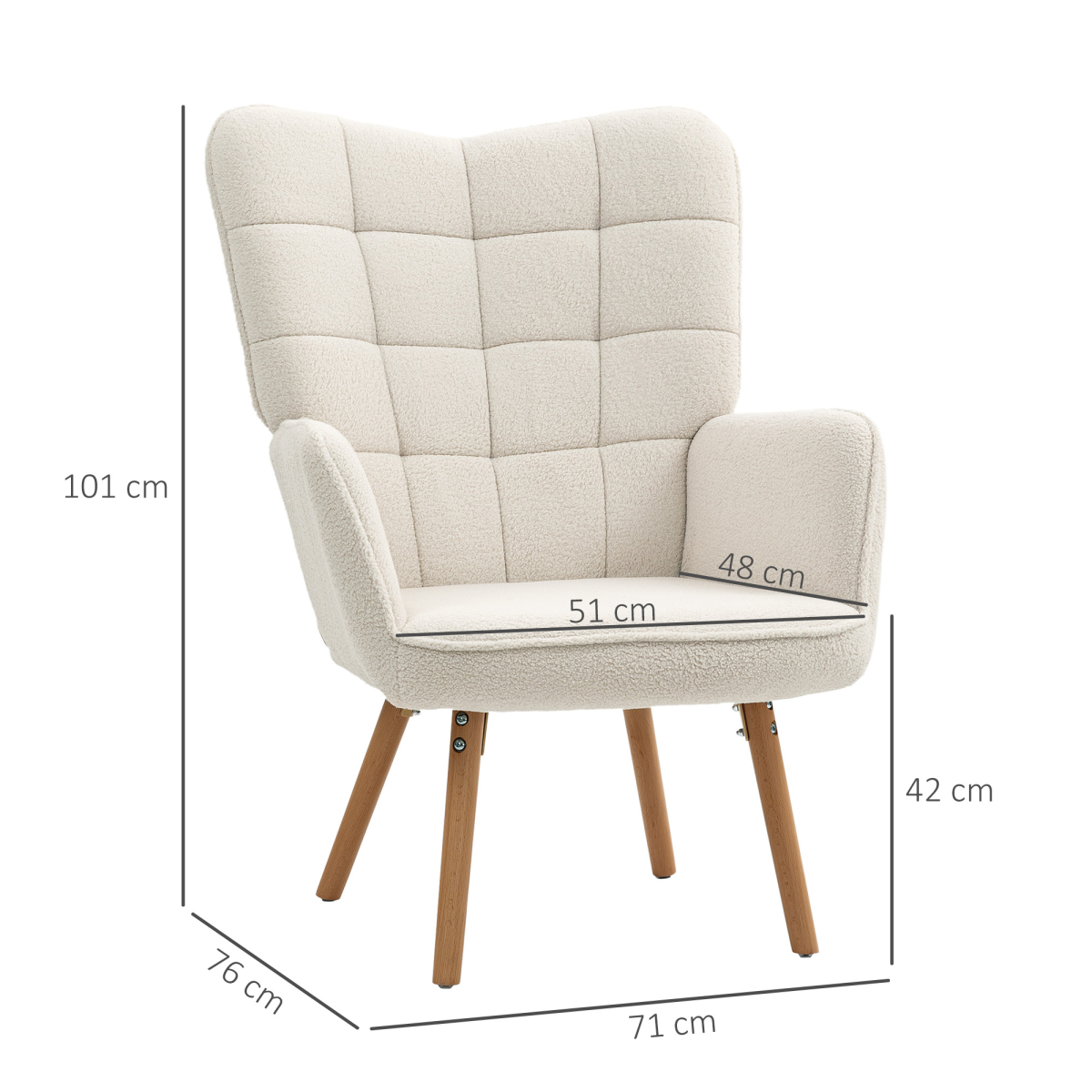 Cream White Wingback Armchair: Stylish Comfort with Cozy Upholstery