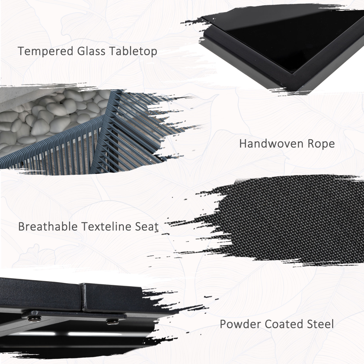 5-Piece Patio Dining Set with Foldable Back - Poolside, Dark Grey