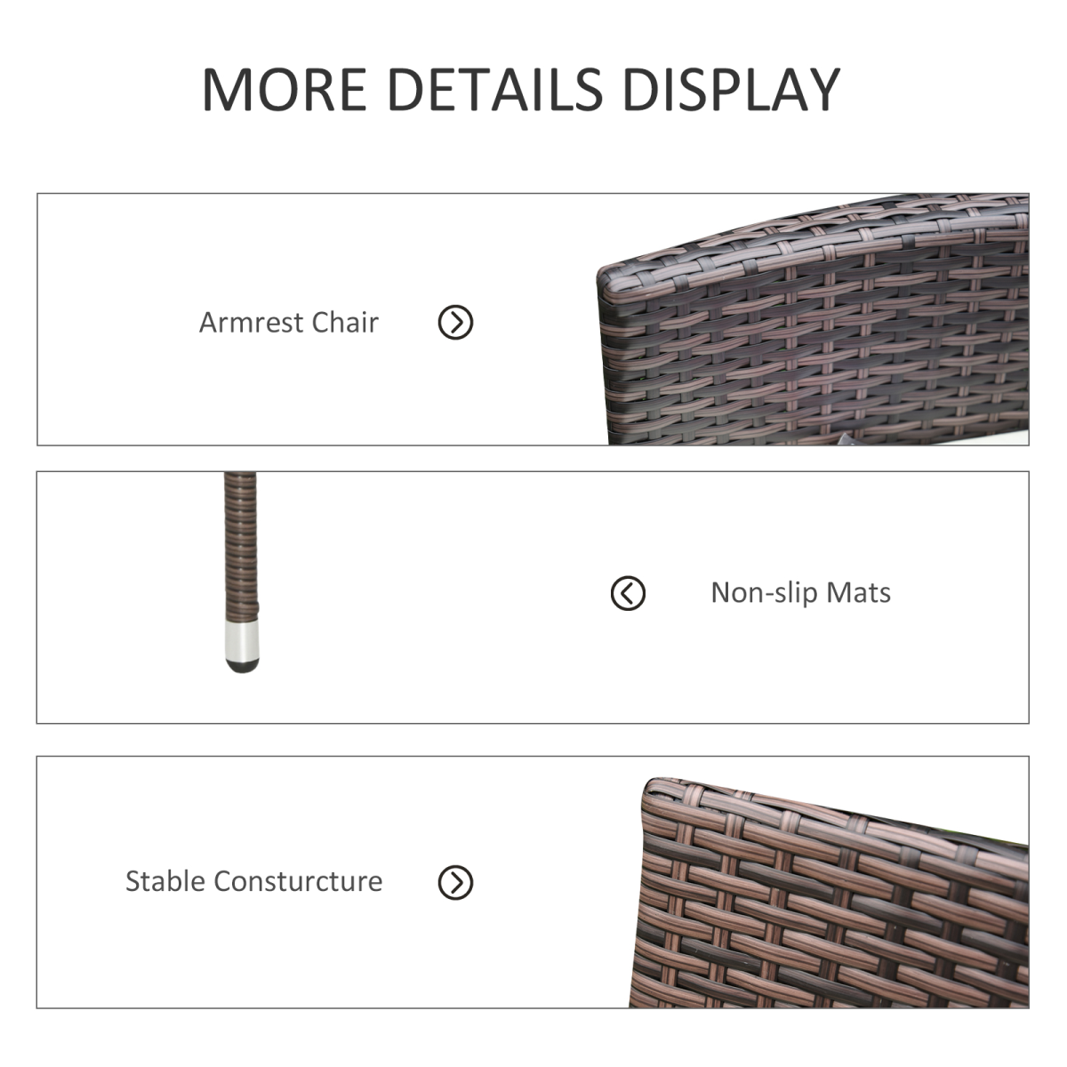 4-Piece Outdoor Rattan Armchair Set with Cushions for Garden