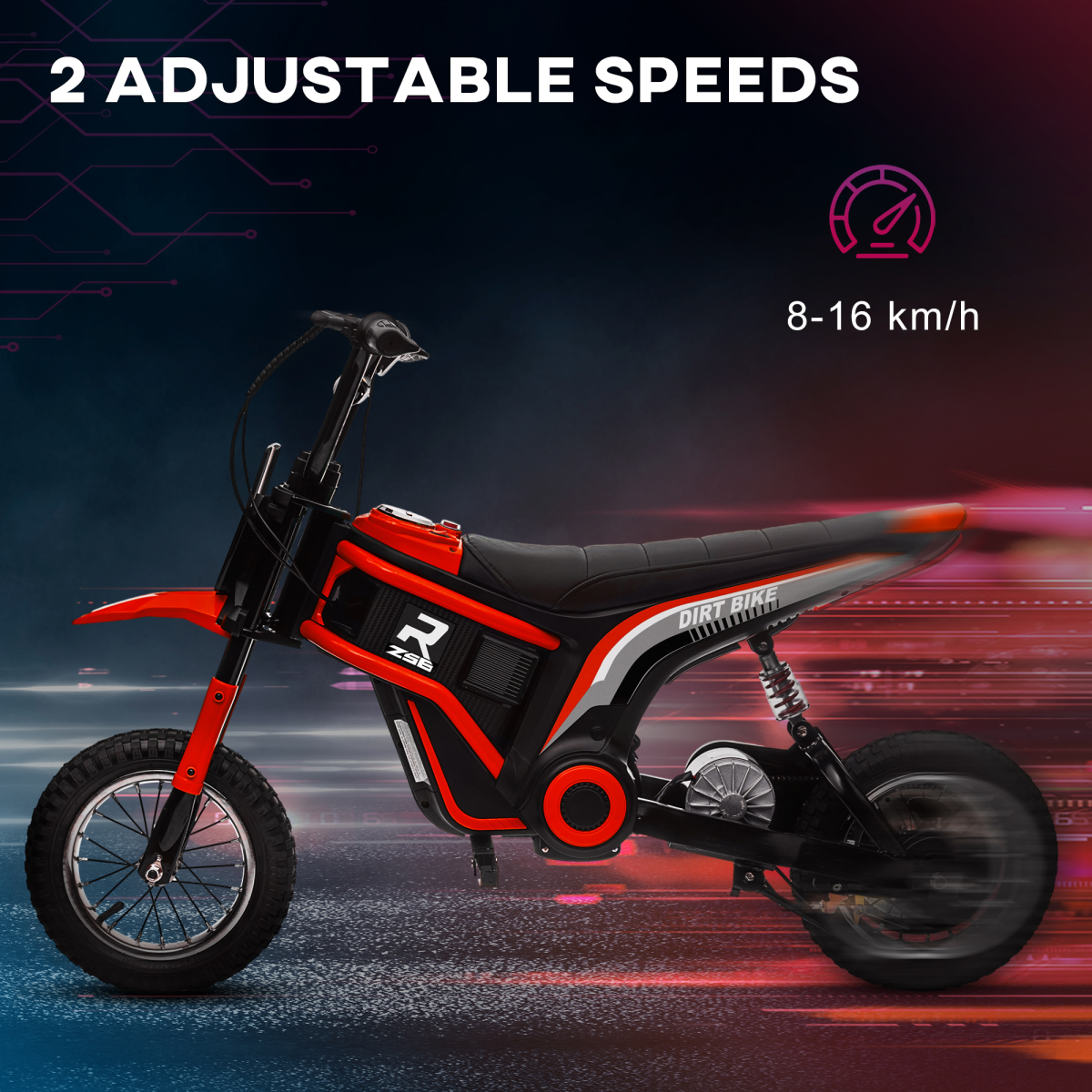 24V Kids Electric Motorbike - Twist Grip, Horn, Music & Lights, Red