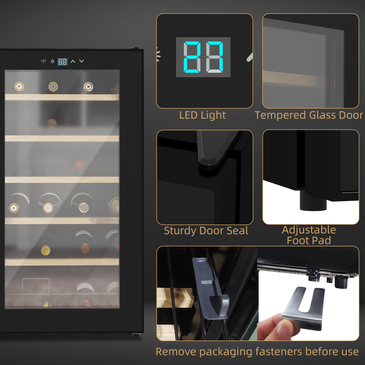 24-Bottle Wine Cooler with Glass Door & Digital Touch Control – Perfect Chill!
