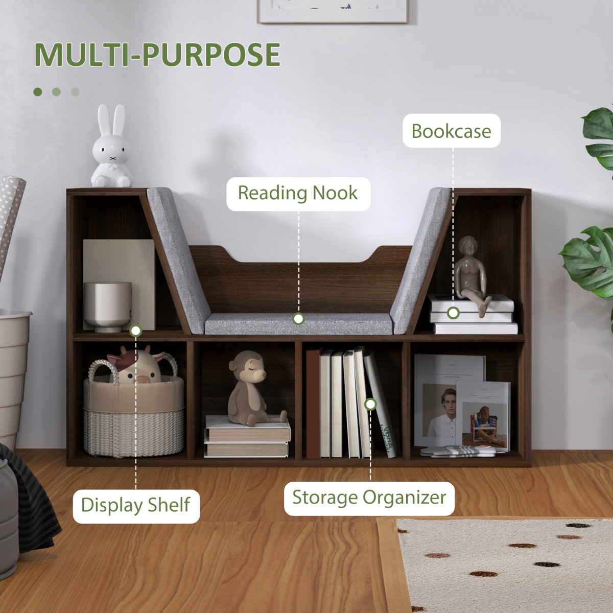 Cube Bookshelf & Reading Seat: Stylish Organizer with 6 Storage Cubes