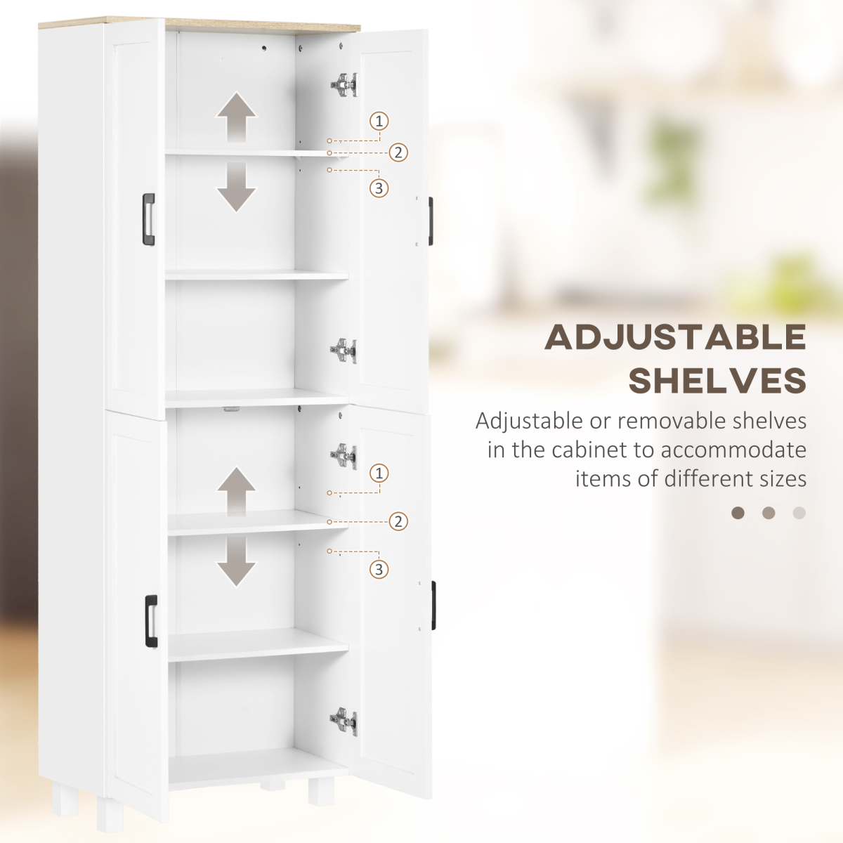 Stylish Tall Storage Cabinet: 4 Adjustable Shelves, Space-Saving Design