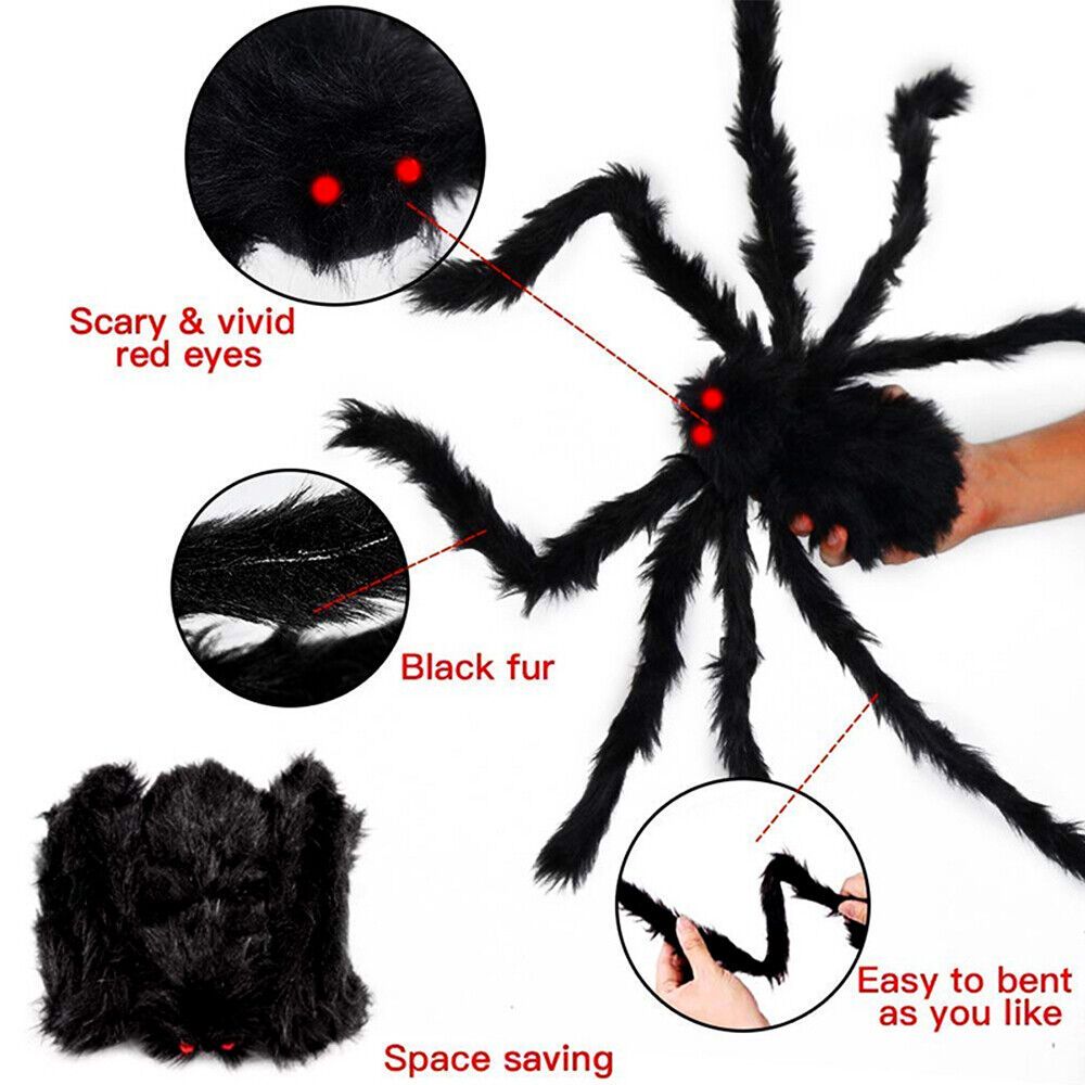 Giant 5m Spider Web Halloween Decor Kit with 20 Spiders & Large Spider