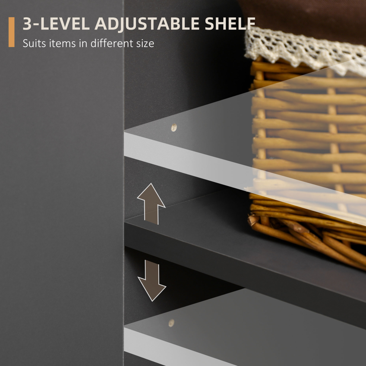 Stylish Dark Grey Sideboard with Adjustable Shelves & Double Doors