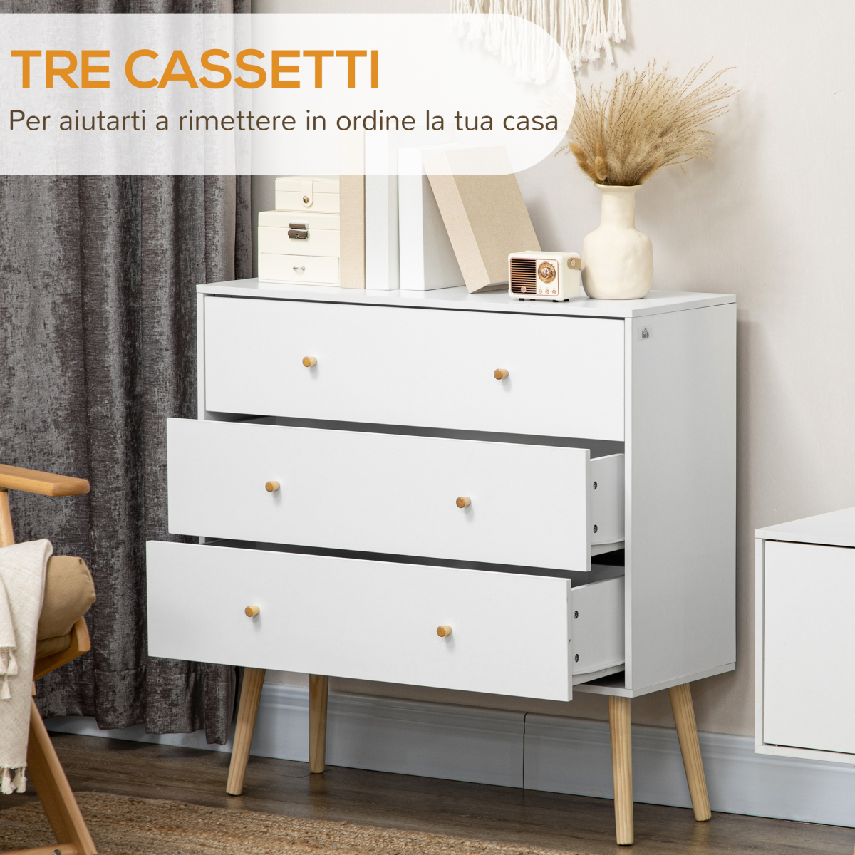Elegant 3-Drawer Dresser - Stylish Storage Solution for Any Space