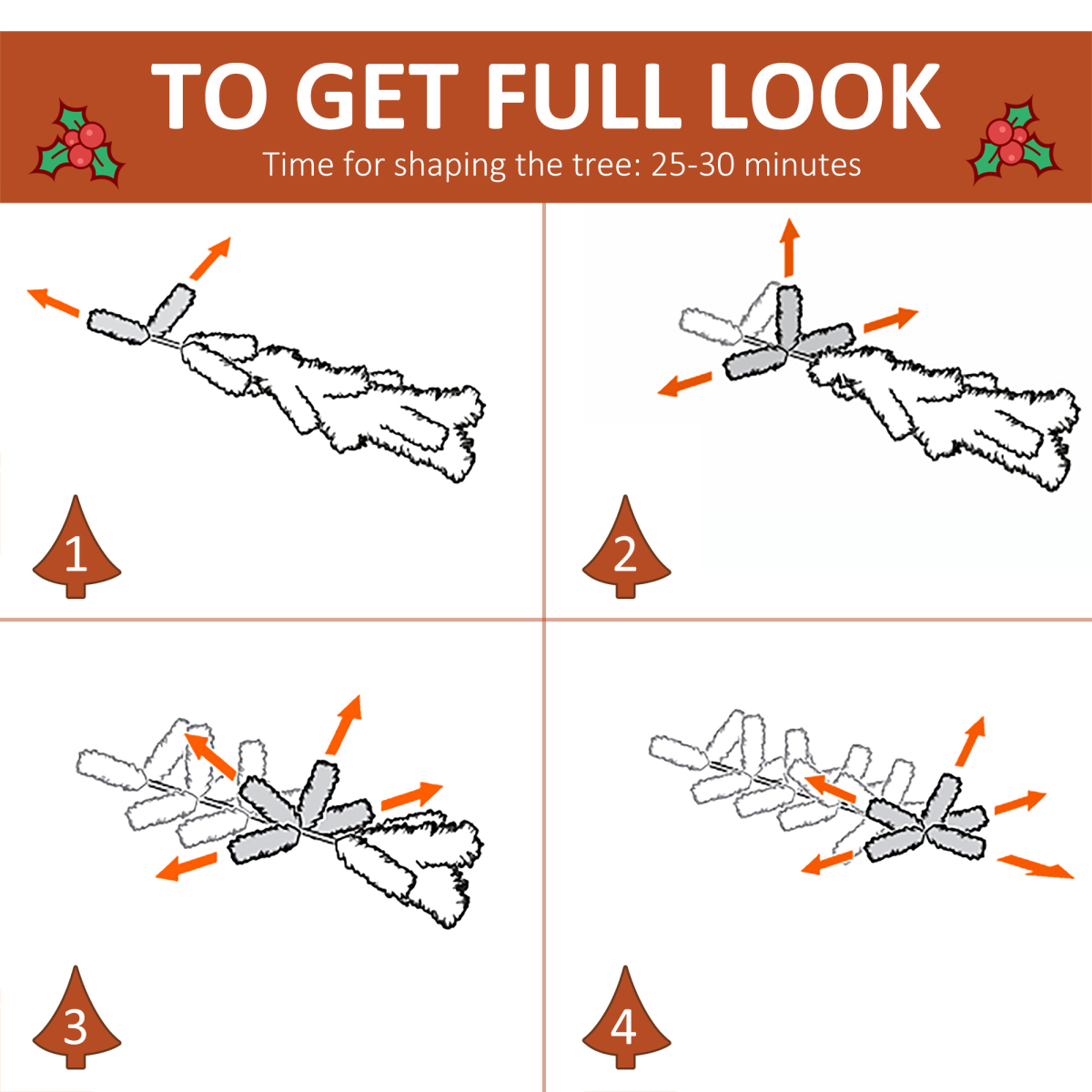 6FT Snow-Dipped Christmas Tree with Foldable Branches, Berries & Pinecones