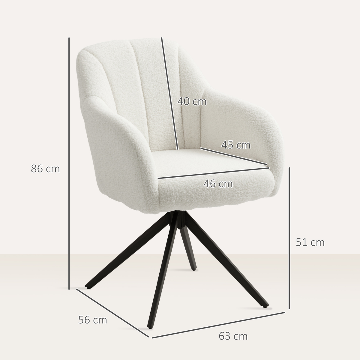 Cozy Chic: 360° Swivel Teddy Fleece Accent Chair in White