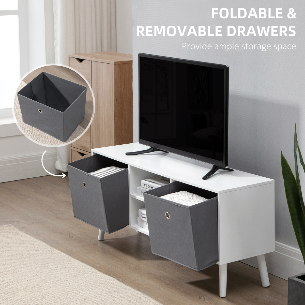 Stylish Modern TV Cabinet with Shelves & Drawers for Living Room Bliss