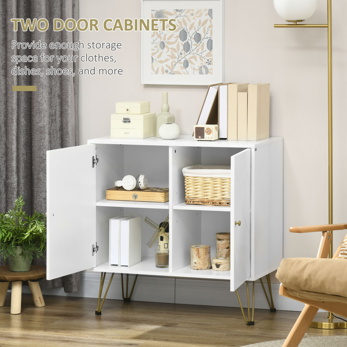 Elegant Freestanding Storage Cabinet with Adjustable Shelves