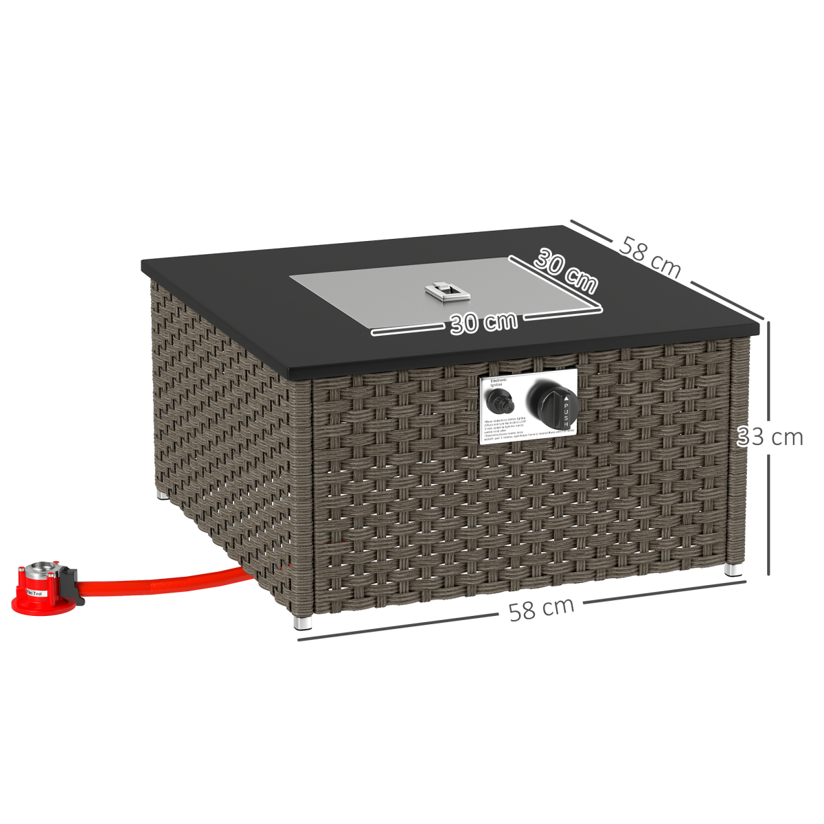 13KW Rattan Gas Fire Pit Table - Stylish Warmth for Your Garden