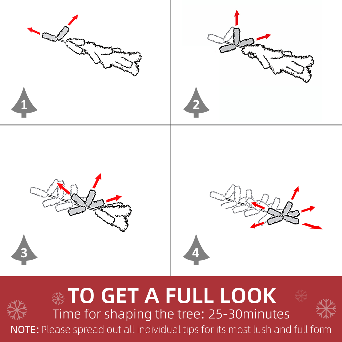 6ft Snow-Flocked Artificial Christmas Tree with Realistic Branch Tips