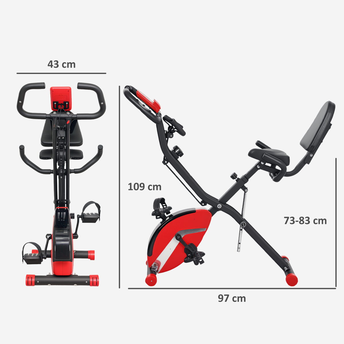 Transform Your Fitness: SPORTNOW Folding Exercise Bike with Arm Bands, Red